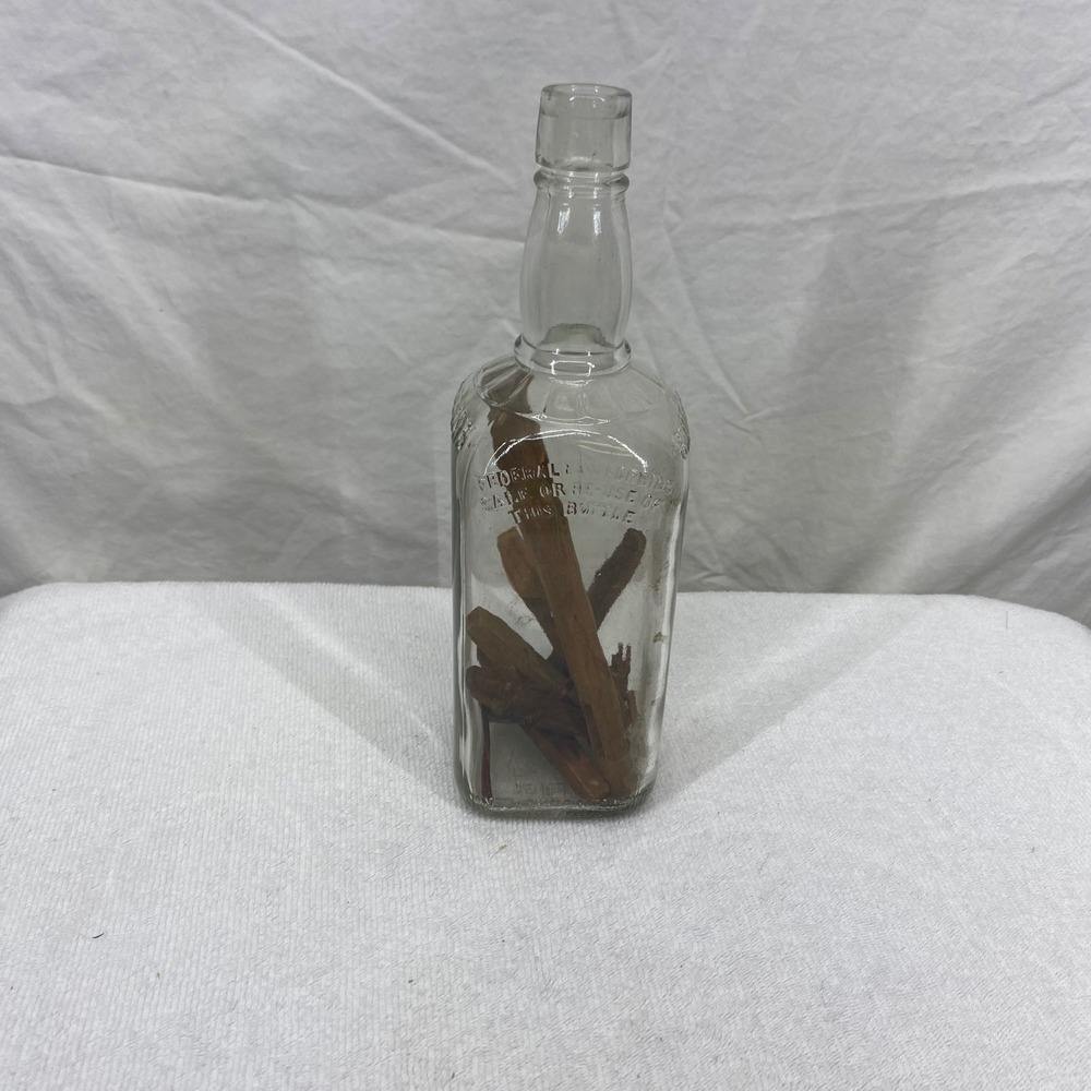 Vintage Jim Beam Whiskey Bottle Clear Glass 4/5 Quart Federal Law Forbids 1958